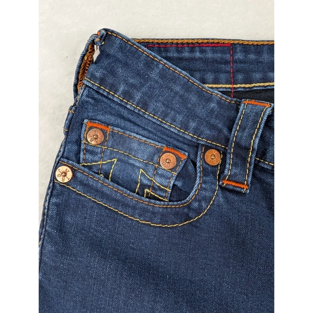 True Religion Billie Mid Rise Straight Jeans Women's 28 Blue Dark‎ Wash Stretch